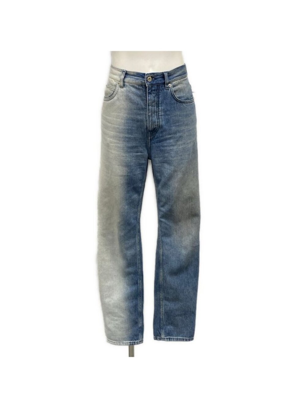 Loewe Jeans 46 L Navy Light Blue Full Length Gradient Button Fly Cotton